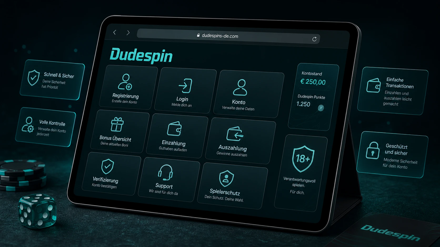 Mobile Funktionen der Dudespin Casino App