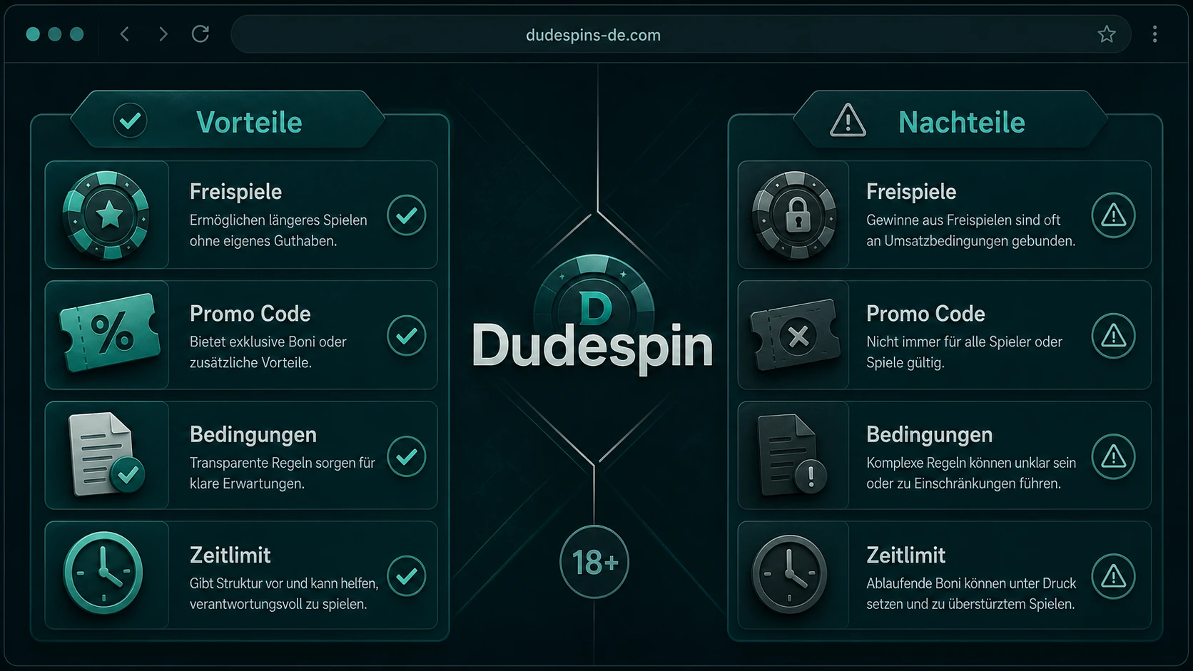 Vorteile und Nachteile der Dudespin Bonusangebote
