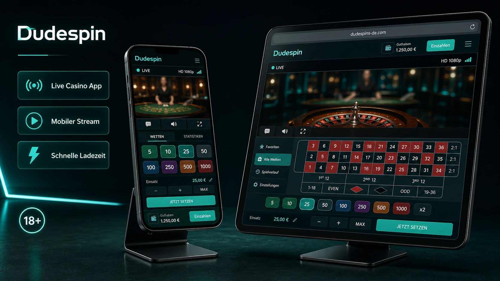 Dudespin Live Casino App und mobiles Spielen