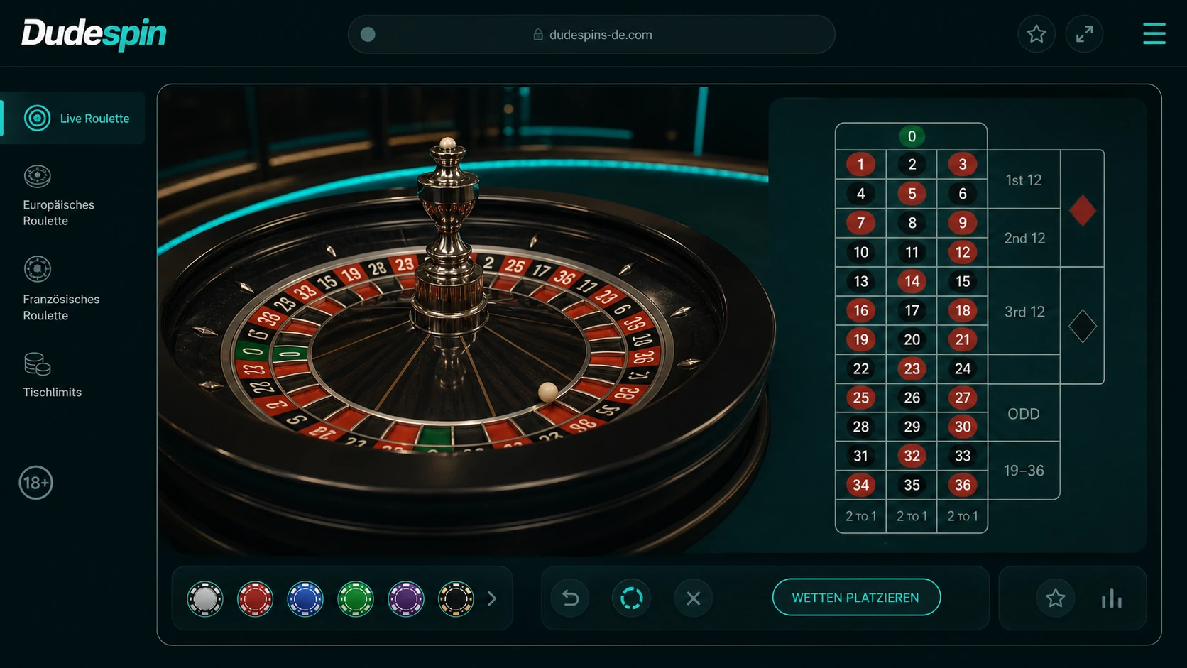 Dudespin Live Roulette – Der Klassiker im Live Casino