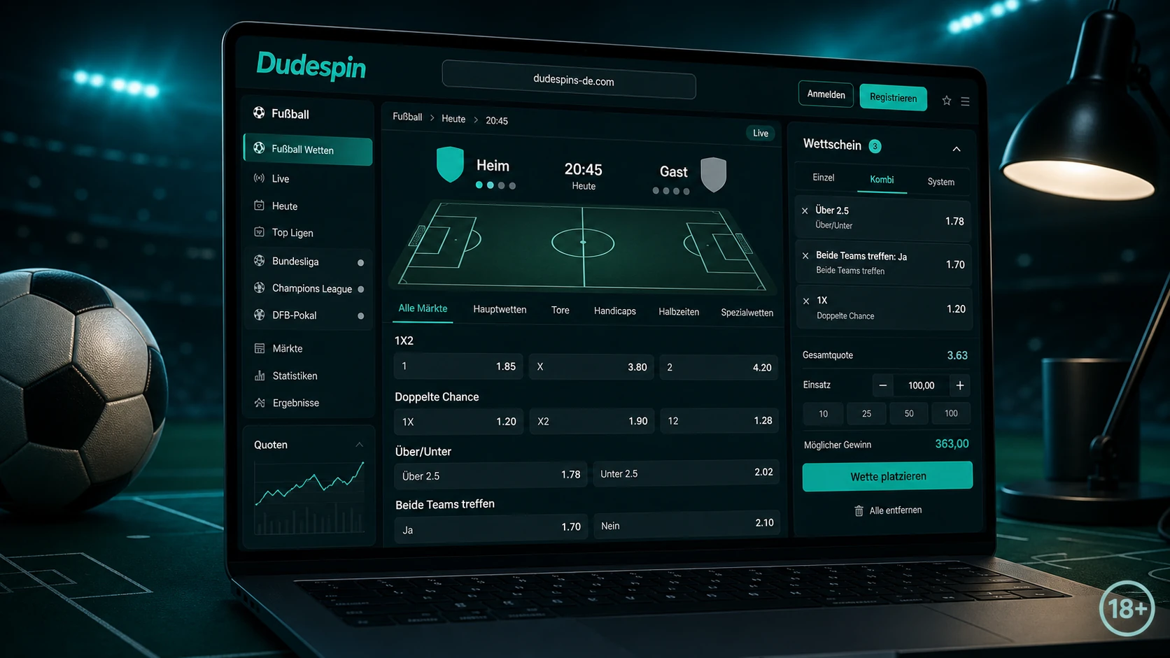 Fußball Wetten bei Dudespin